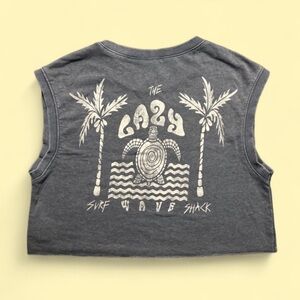 Divided ‘Lazy Wave’ Charcoal Crop Top